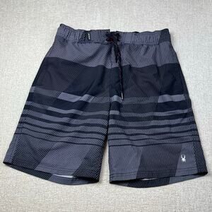 Spyder Men’s Medium Black/Gray Board Shorts Quick-Dry UPF Swim/Surf Water Sports